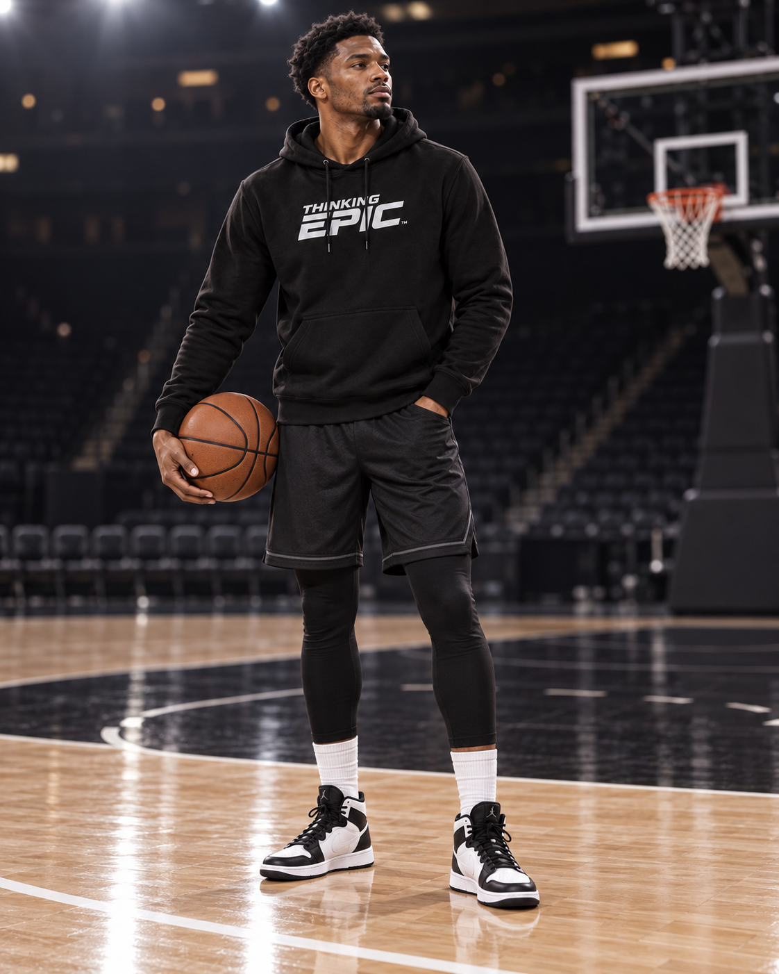 Black Thinking Epic pullover hoodie with white chest logo