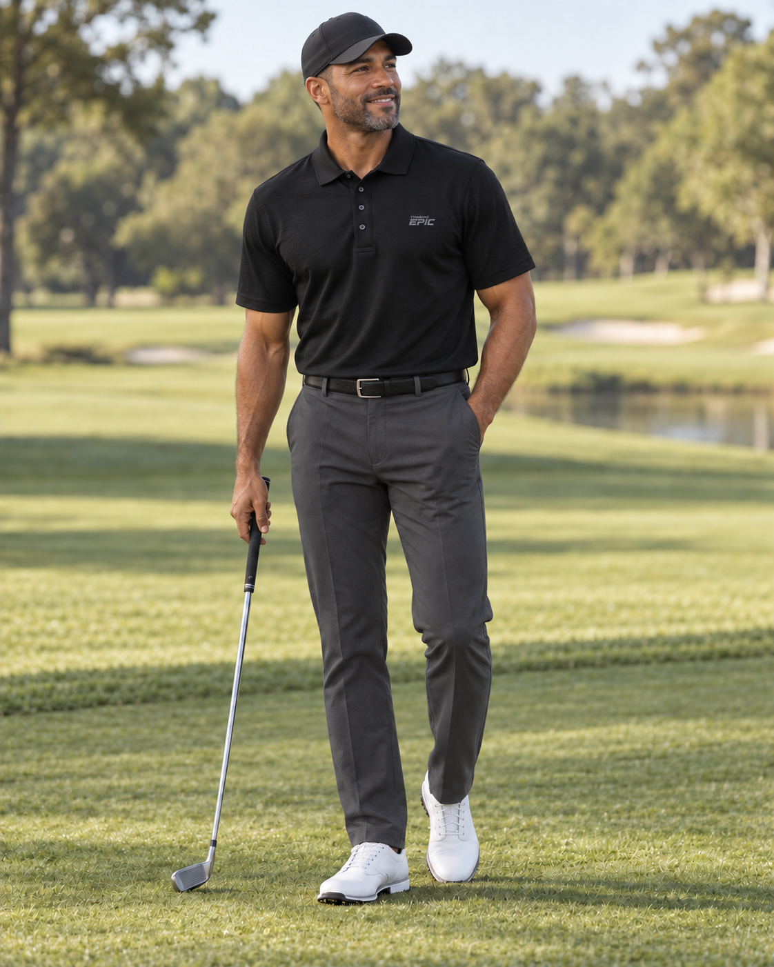 Black Thinking Epic polo shirt with small chest logo
