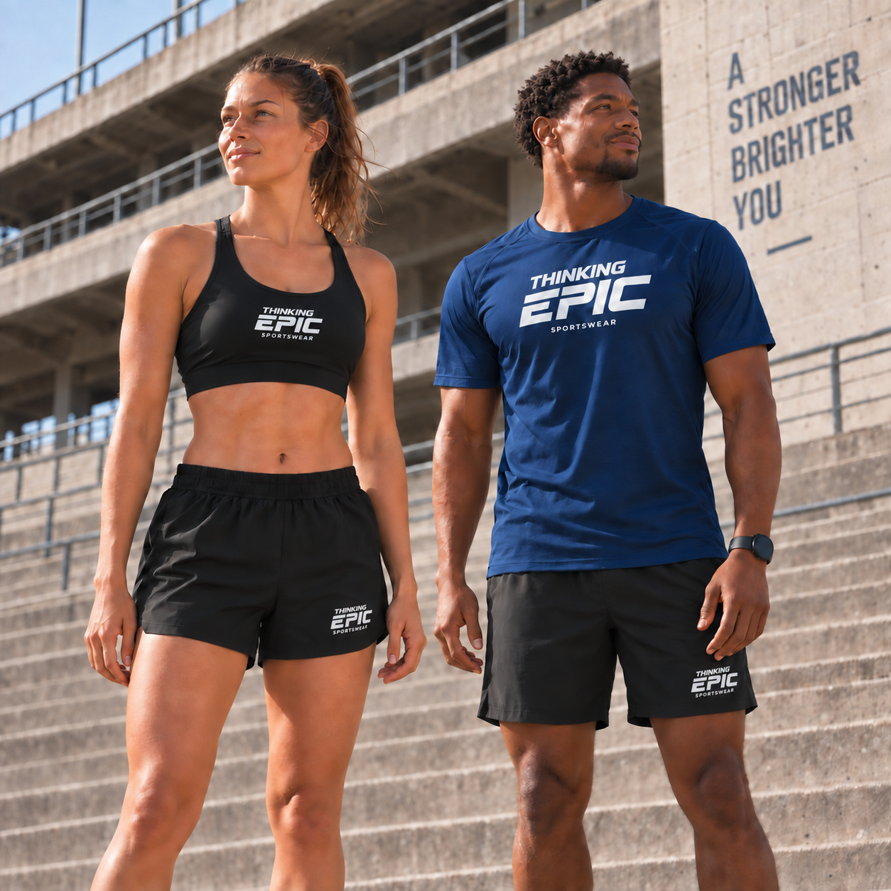 Two athletes wearing Thinking Epic sportswear