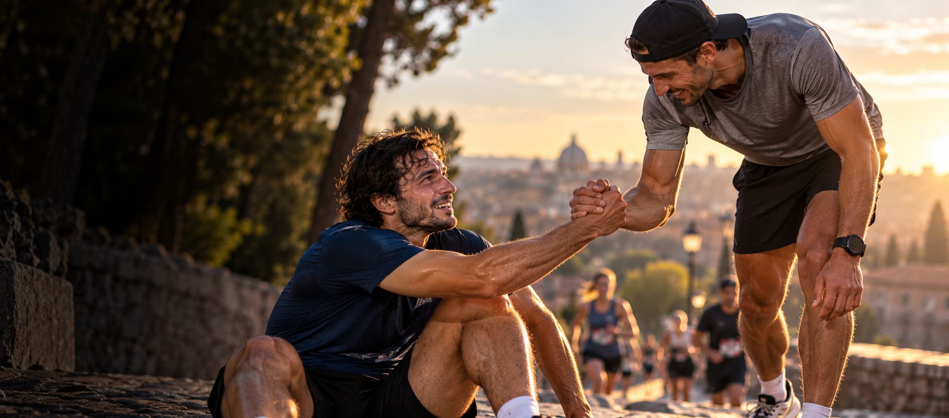 Runner helping another runner