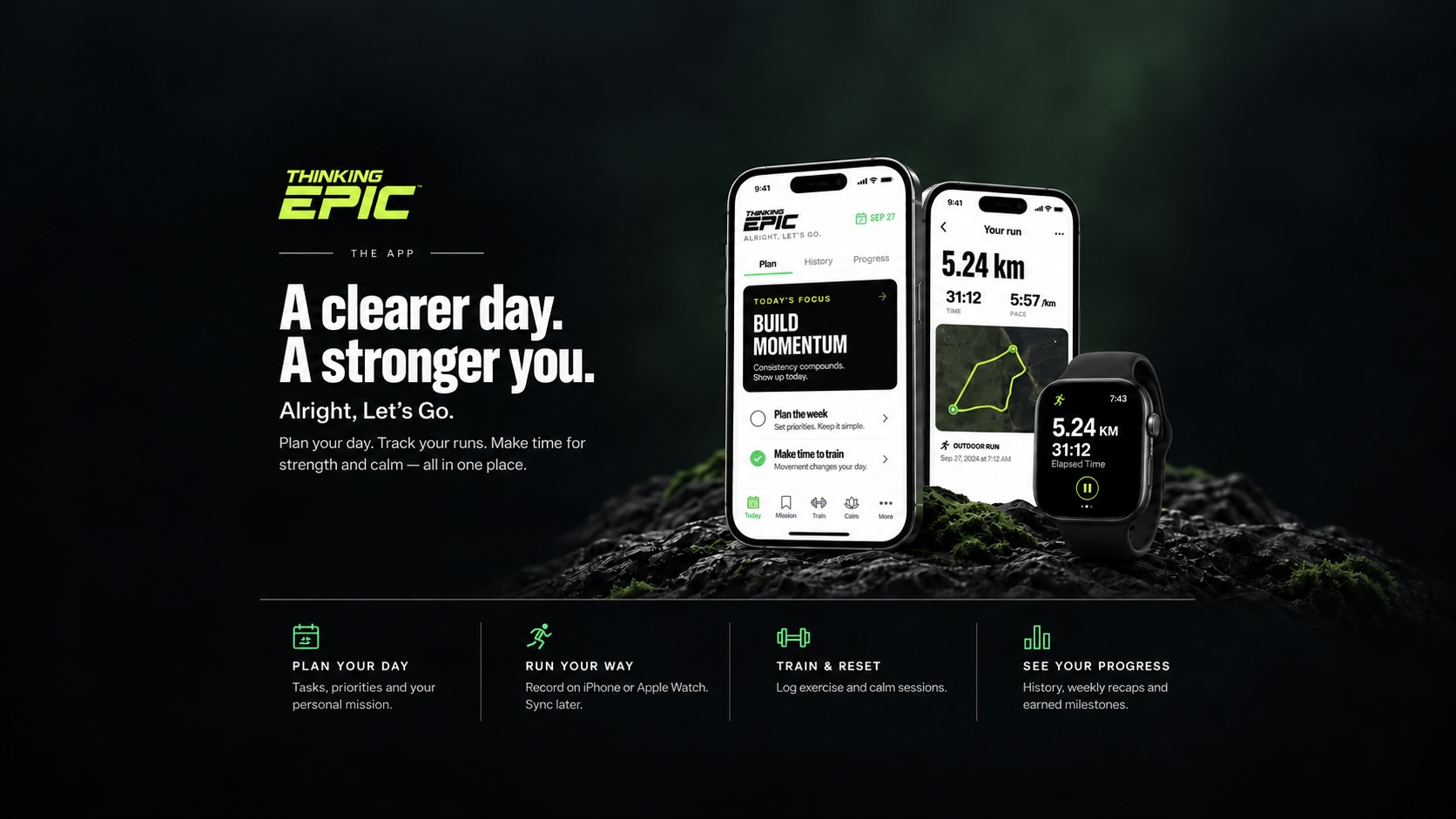 Thinking Epic app for planning, running, training and tracking progress