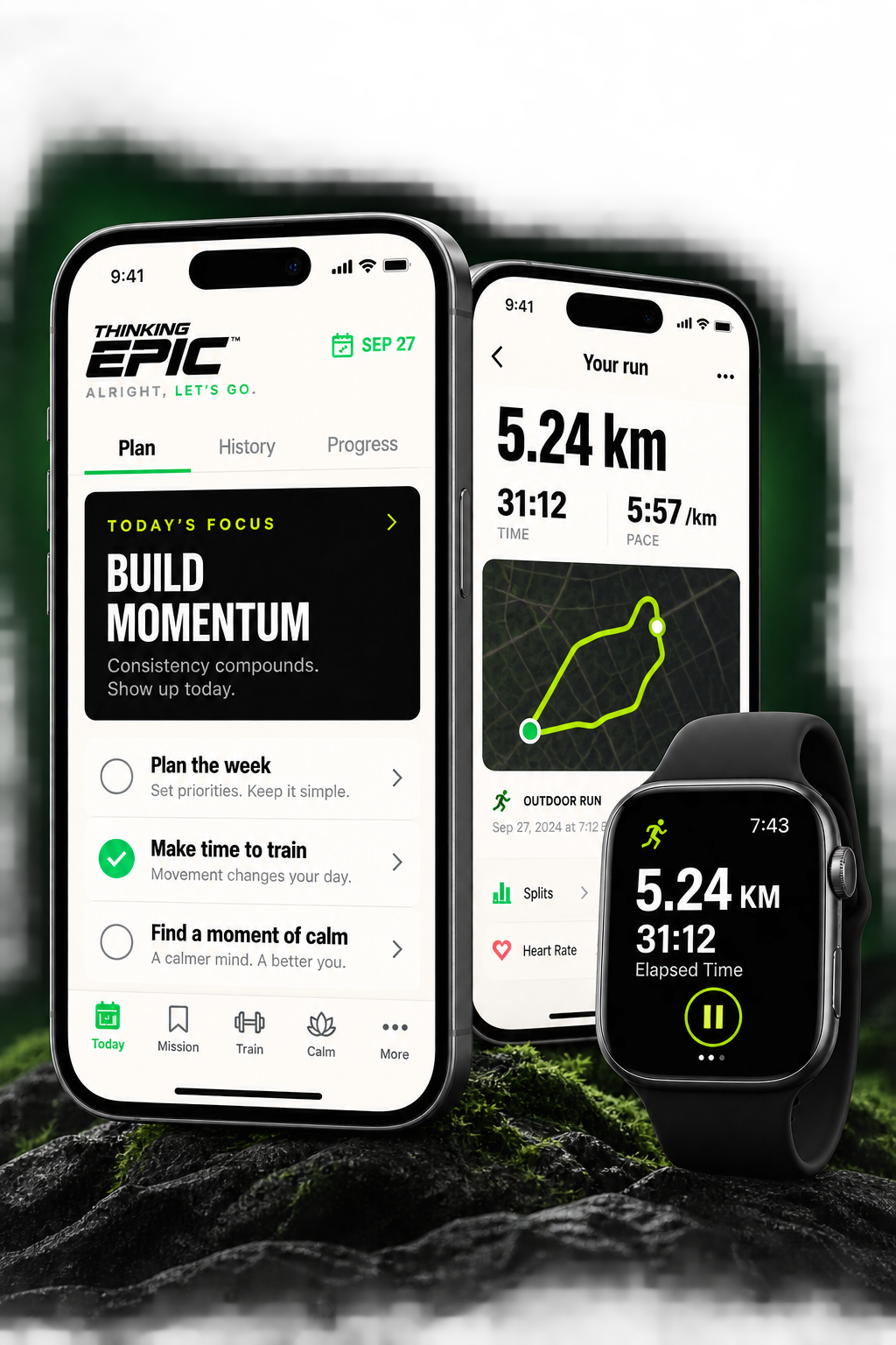 Thinking Epic app on iPhone and Apple Watch